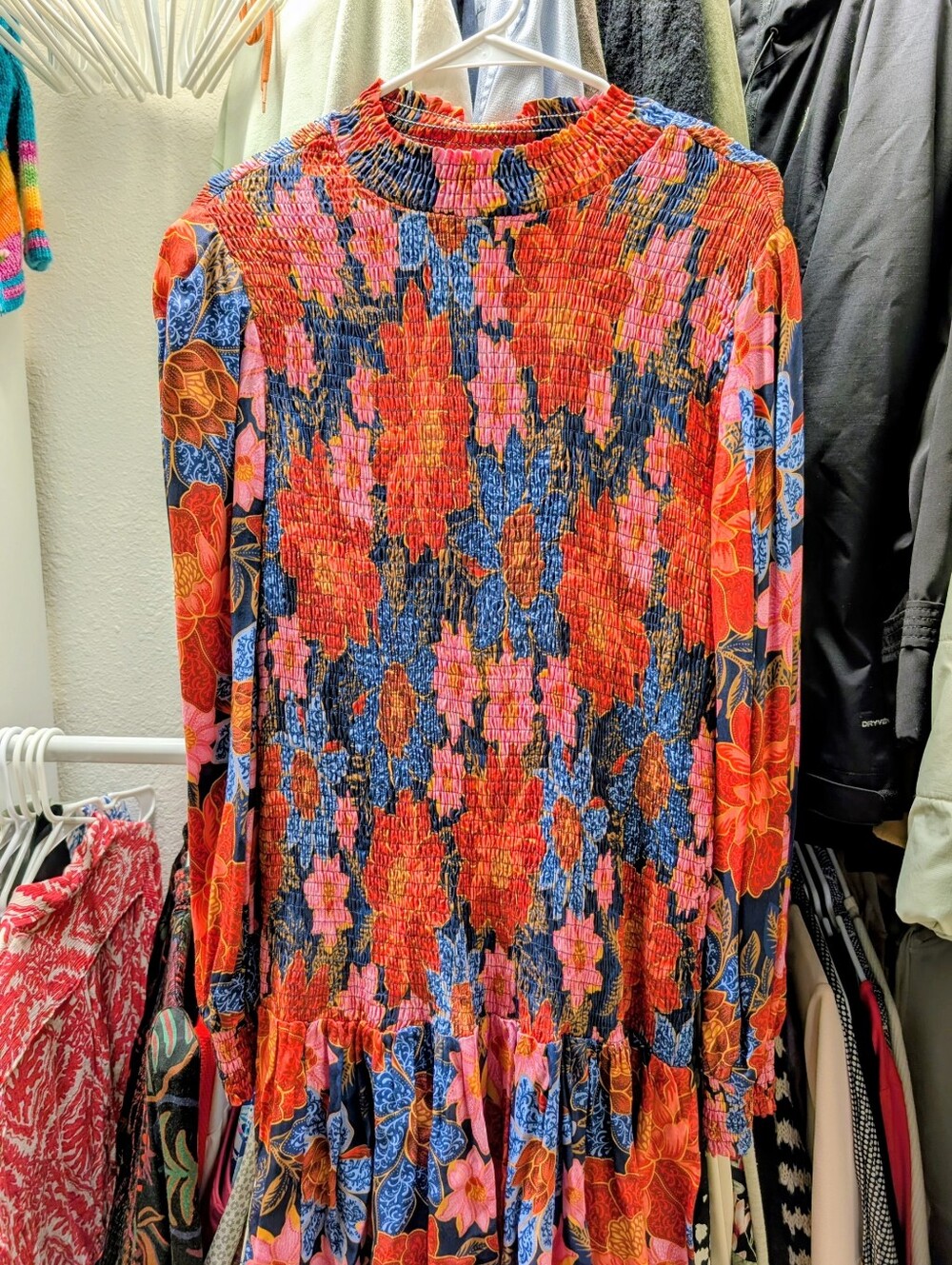 Farm Rio Floral Long-Sleeve Mini Dress Puff Sleeve Maternity
